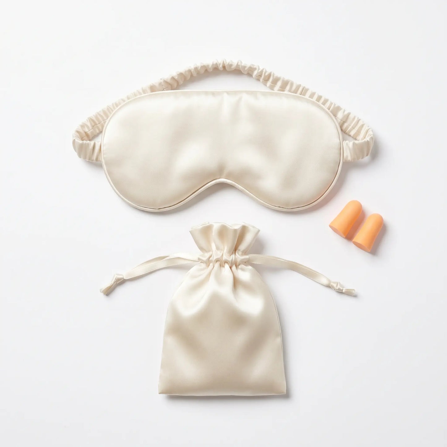 Champagne Beige DriftKit Travel Sleep Kit with soft sleep mask, earplugs, and compact pouch