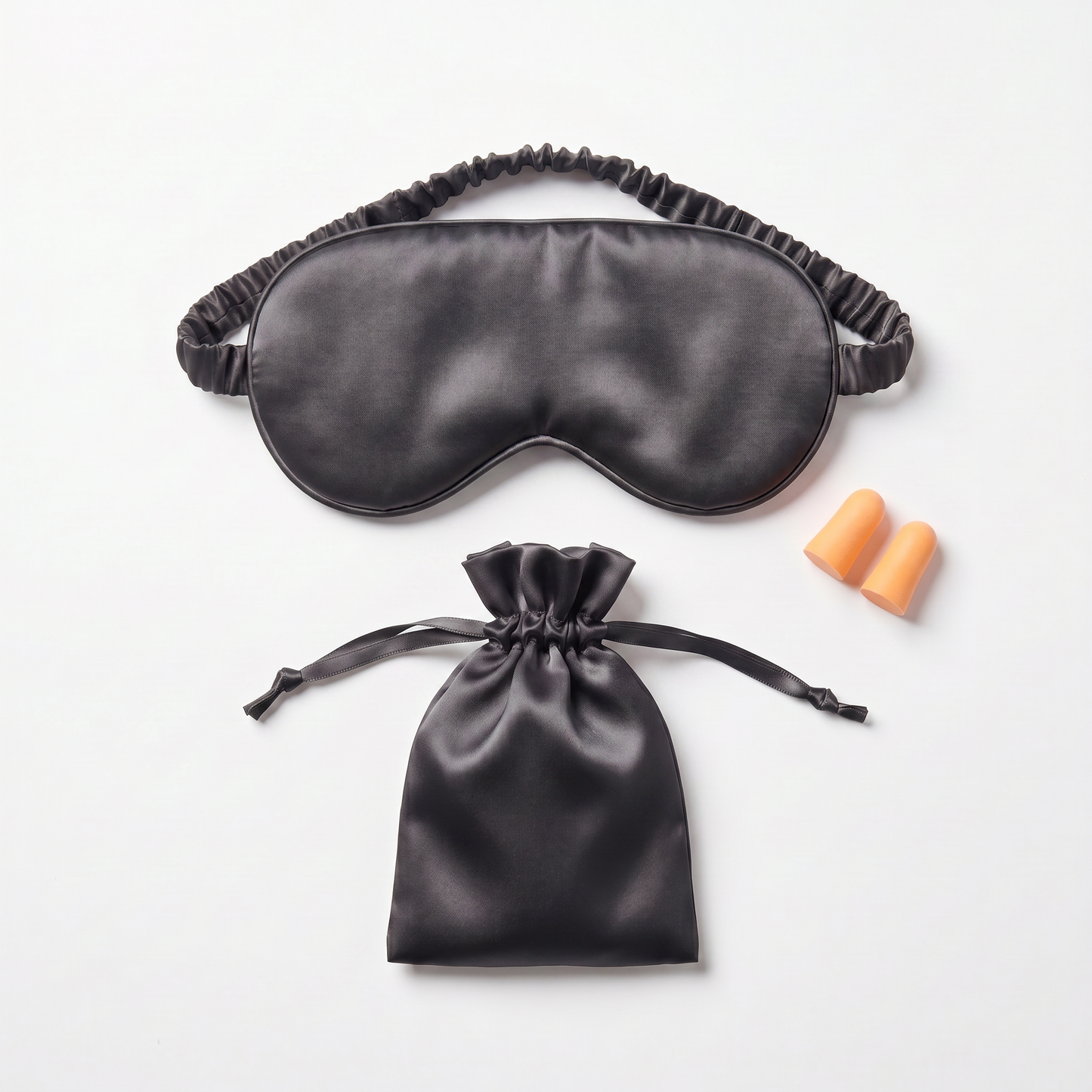 Charcoal Black DriftKit Travel Sleep Kit with soft sleep mask, earplugs, and compact pouch